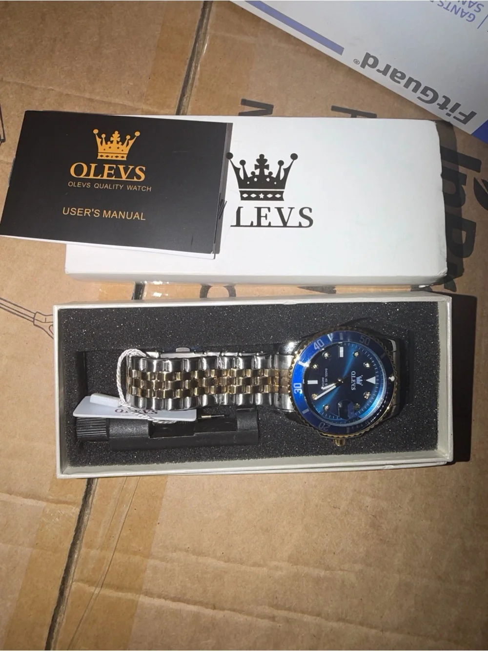Mens Blue Dial Two-Tone Stainless Steel Watch